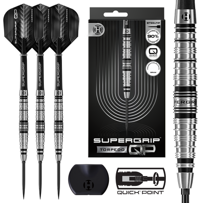 Harrows Supergrip Torpedo 90% Tungsten Quick Point Steel Tip Dart Set