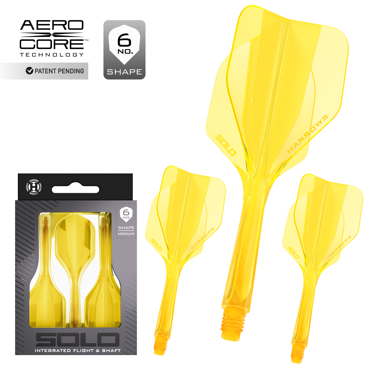 Harrows Solo Yellow No6 Integrated Flights & Shafts