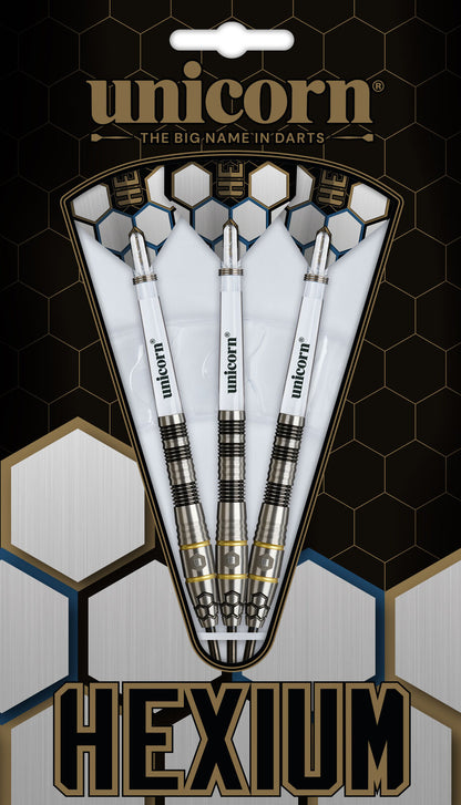 Unicorn Hexium 1 Black & Gold 90% Tungsten Steel Tip Dart Set