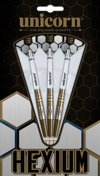 Unicorn Hexium 3 Gold & Black 90% Tungsten Steel Tip Dart Set
