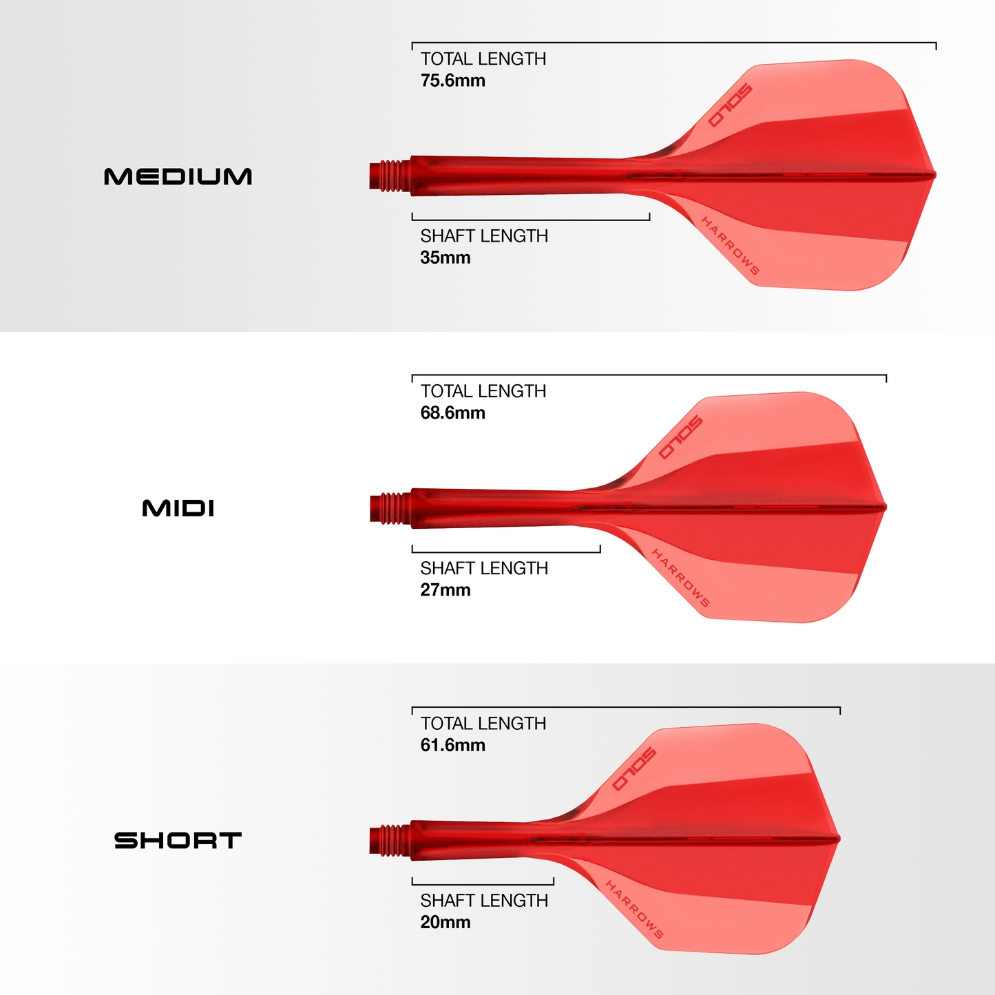Harrows Solo Red No6 Integrated Flights & Shafts