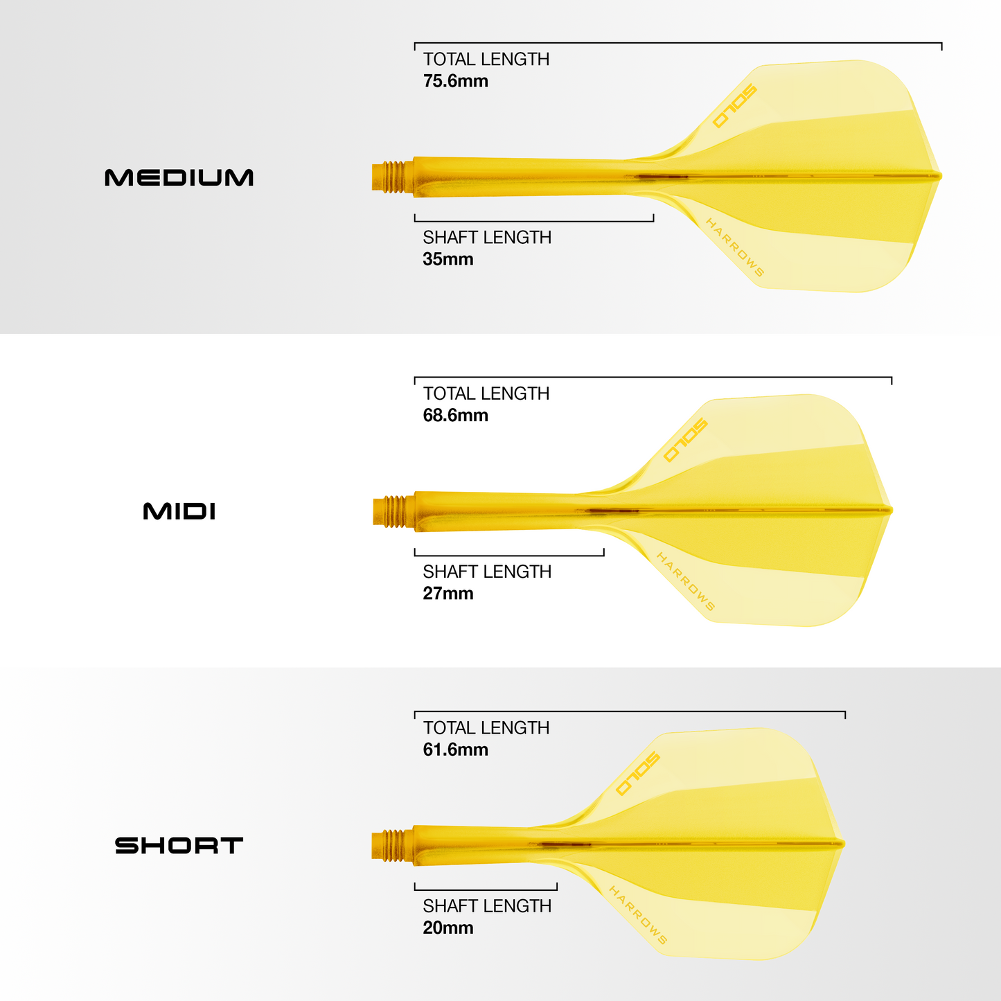 Harrows Solo Yellow No6 Integrated Flights & Shafts