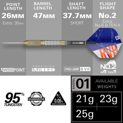 Target Raymond Van Barneveld Chrono 95% Tungsten Swiss Point Steel Tip Dart Set image 4