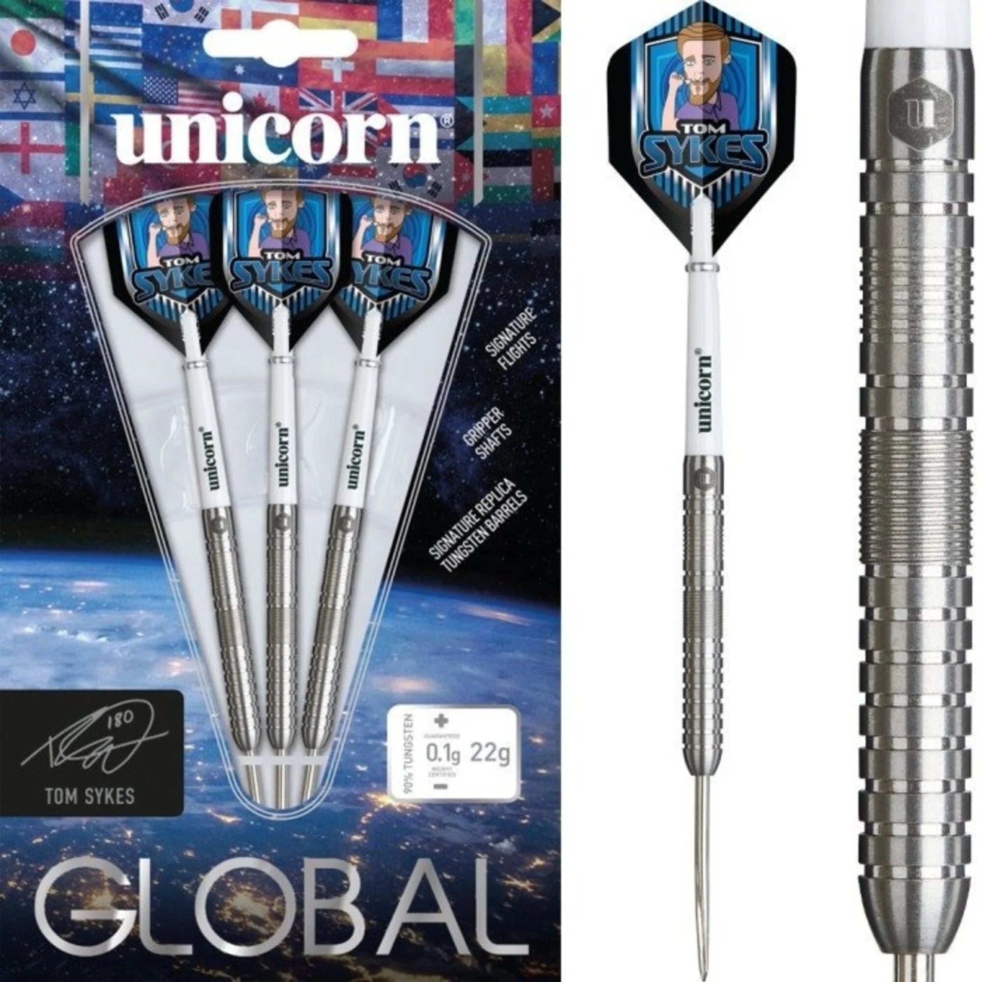 Unicorn Tom Sykes Global 90% Tungsten Dart Set – Darts Team
