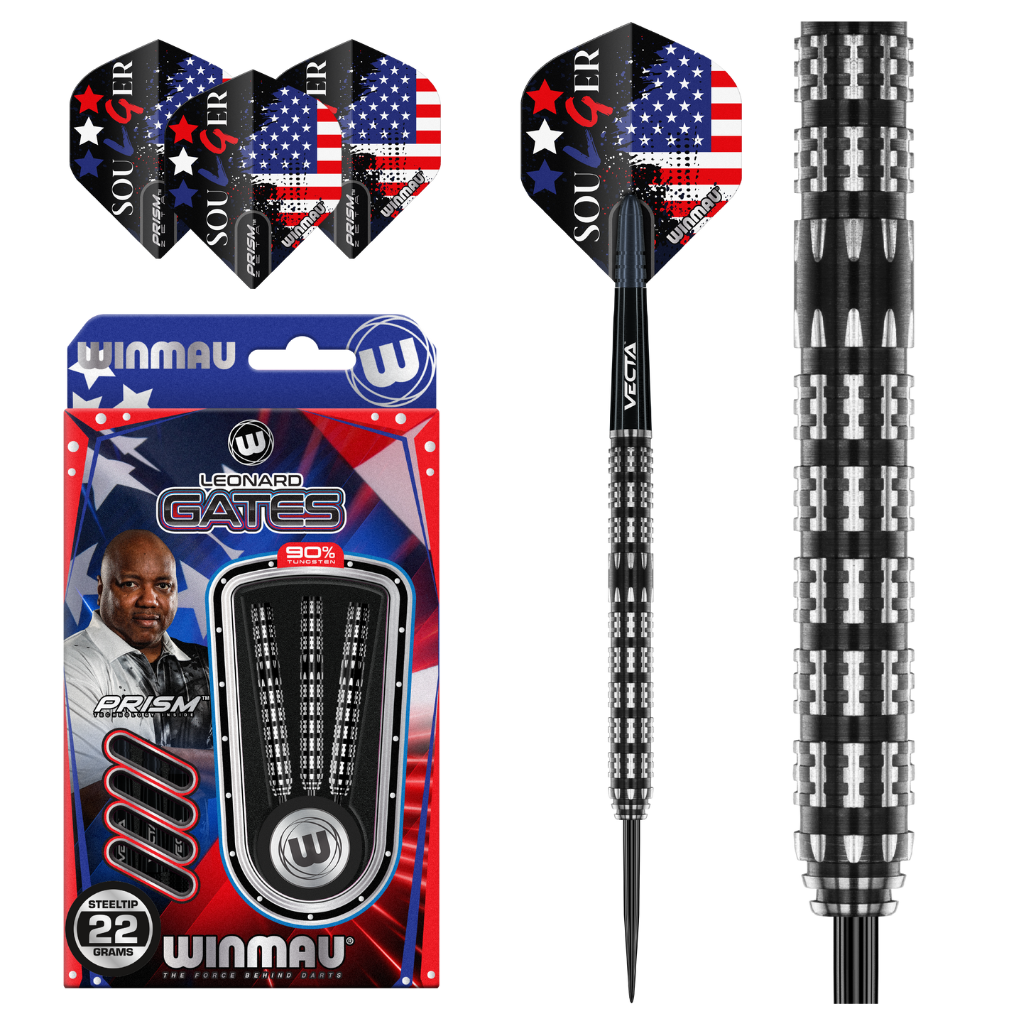 Winmau Leonard Gates 90% Tungsten Steel Tip Dart Set image 0