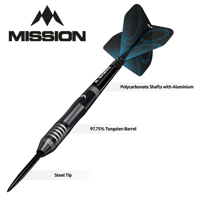 Mission Precision Darts - Steel Tip - 90% Tungsten - Black PVD Dart Set image 4