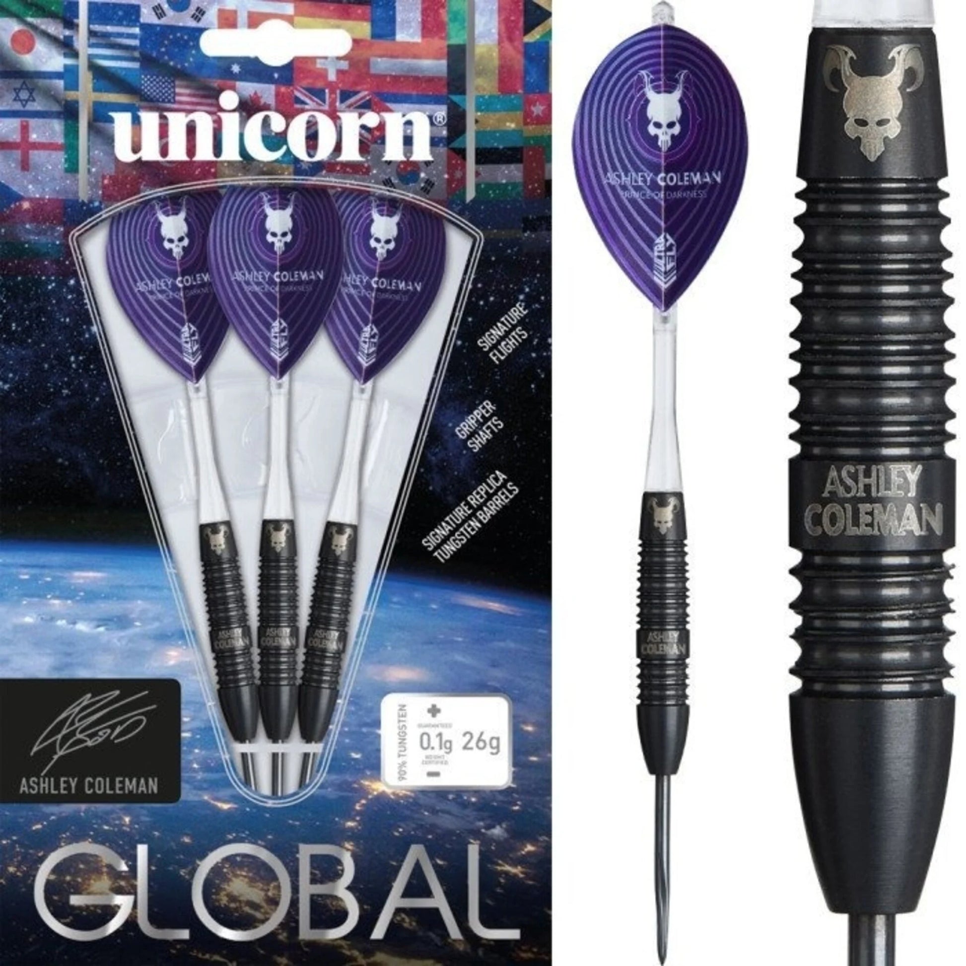 Unicorn Ashley Coleman Global 90% Tungsten Dart Set image 0