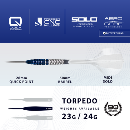 Harrows Geo 02 Torpedo 90% Tungsten Quick Point Dart Set