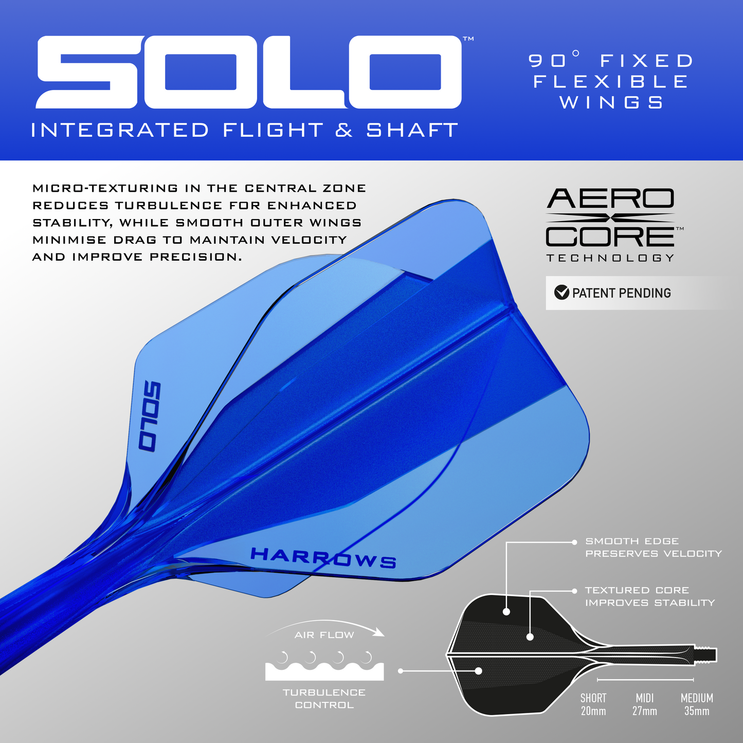 Harrows Solo Blue No6 Integrated Flights & Shafts