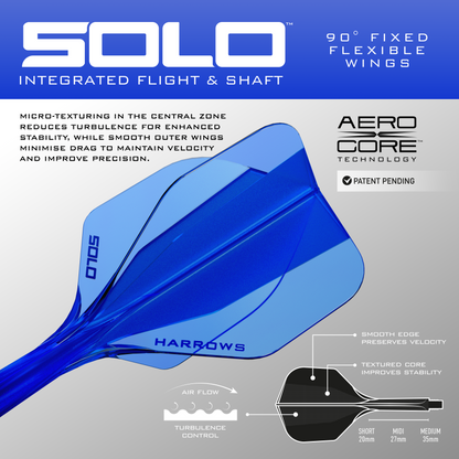 Harrows Solo Blue No6 Integrated Flights & Shafts