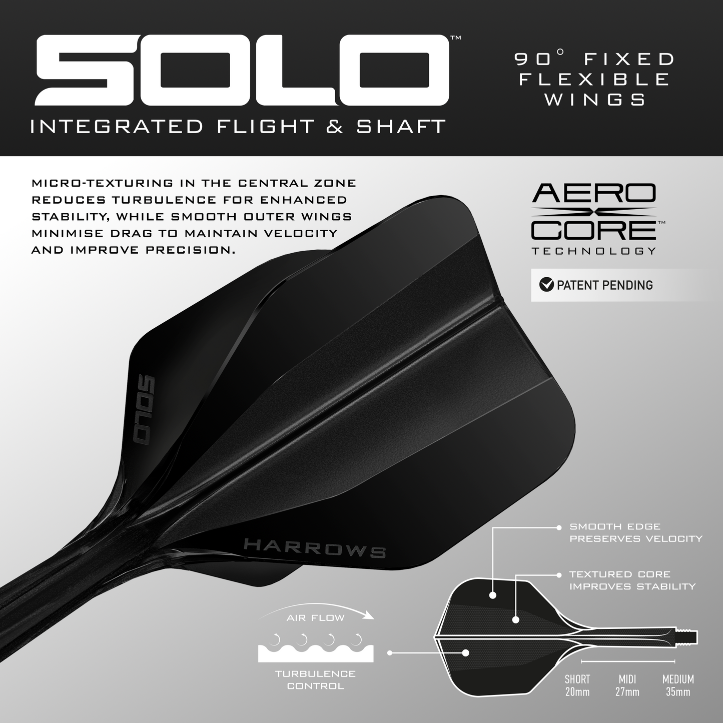 Harrows Solo Black No6 Integrated Flights & Shafts