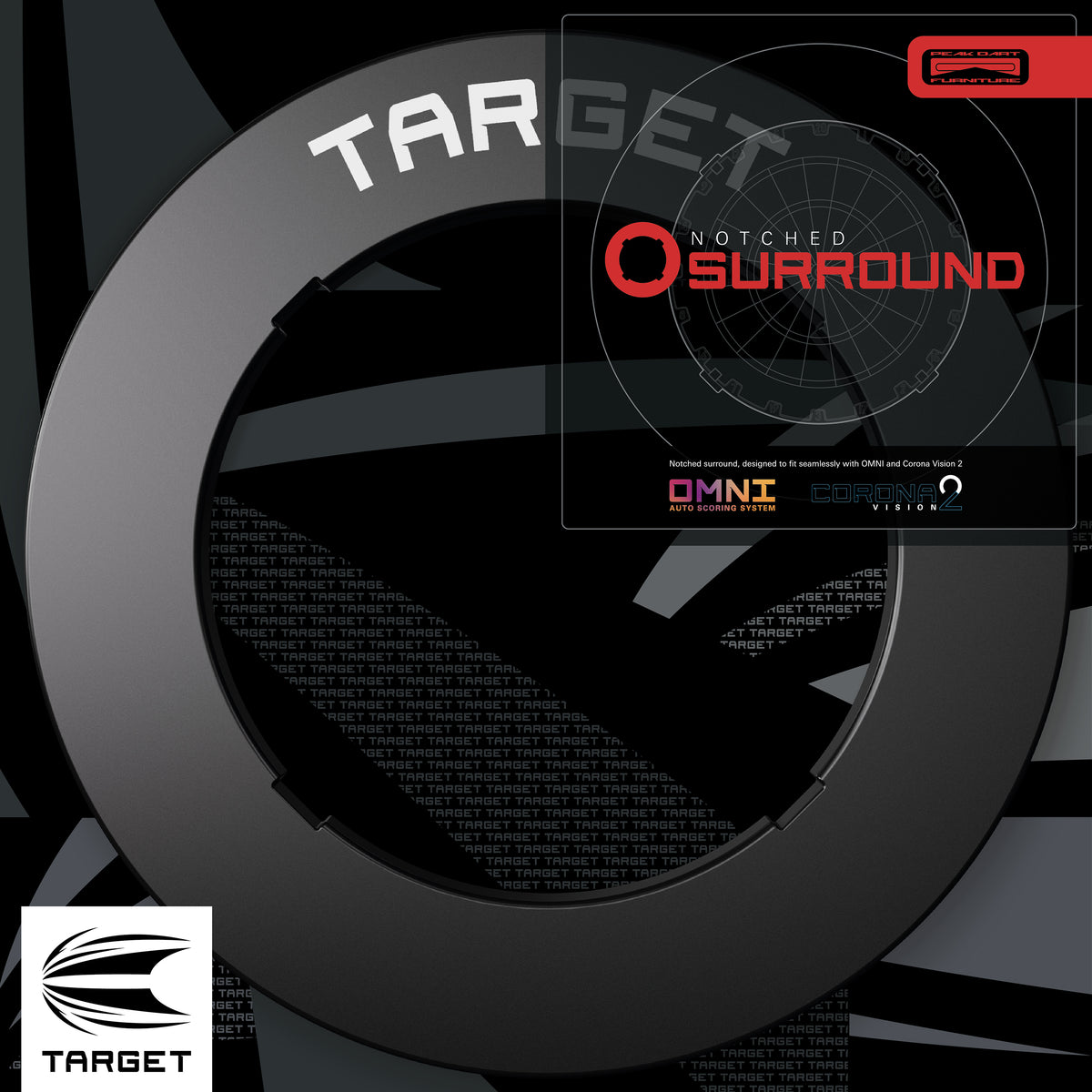 Target Black Notched Dartboard Surround