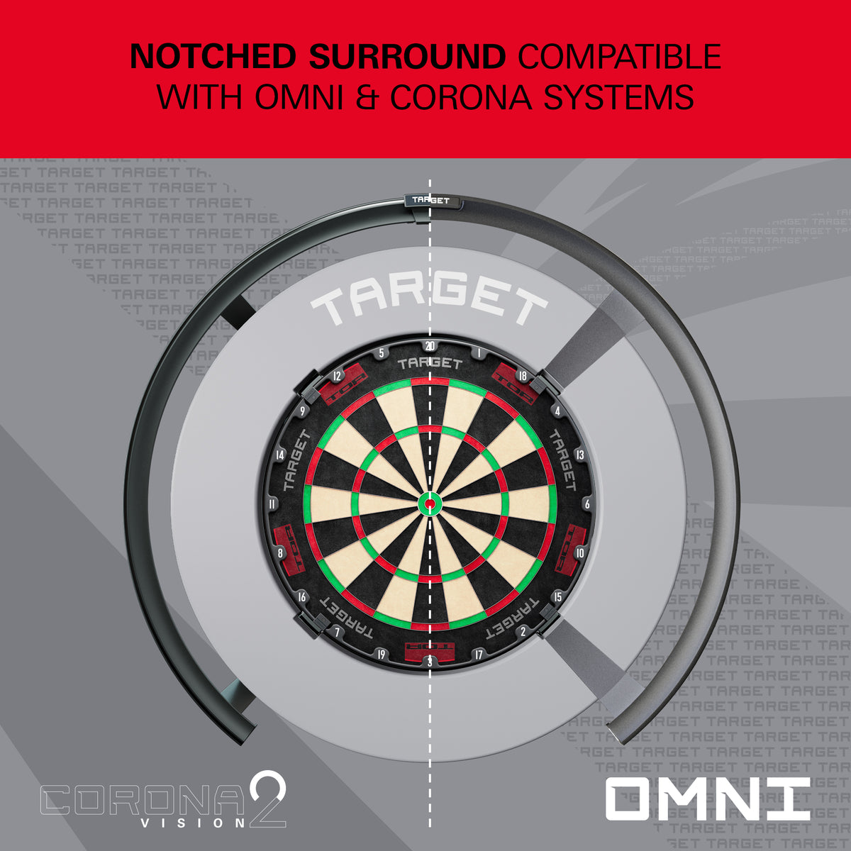 Target Grey Notched Dartboard Surround