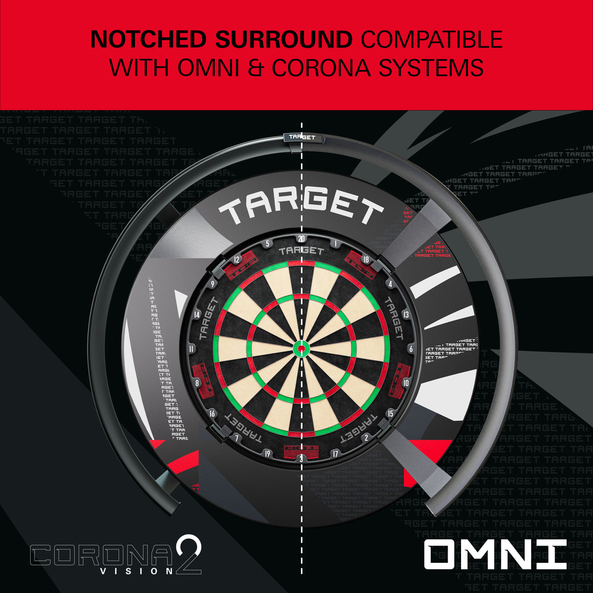 Target Black Patterned Dartboard Notched Surround