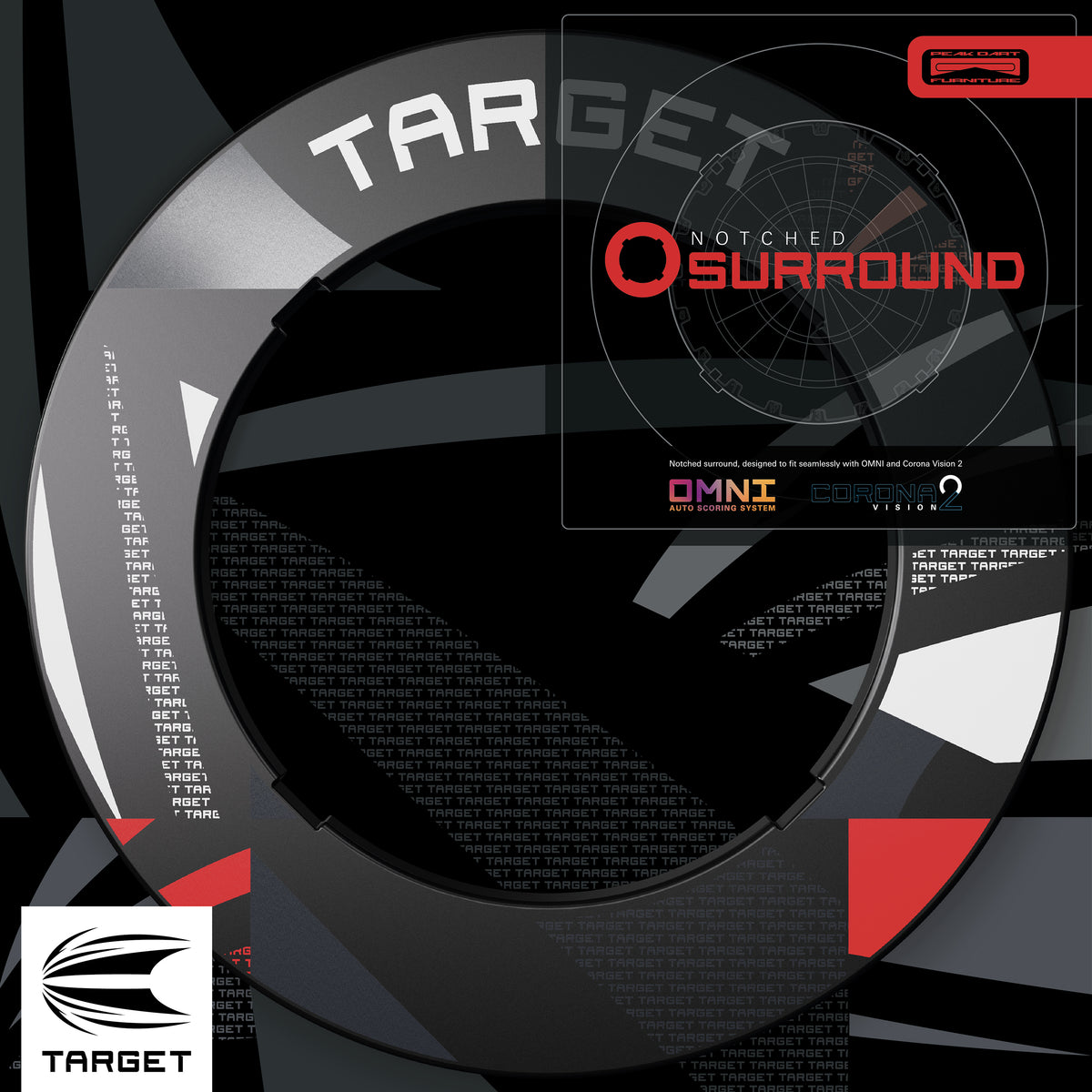 Target Black Patterned Dartboard Notched Surround