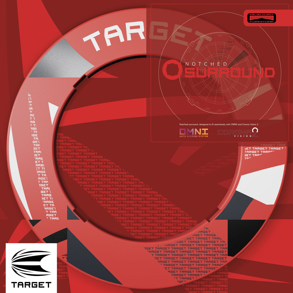 Target Red Patterned Dartboard Notched Surround