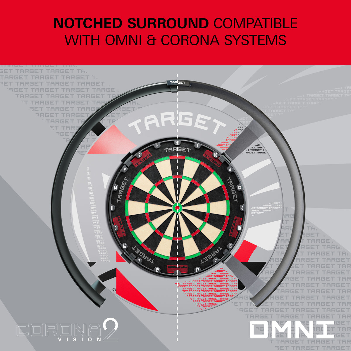 Target Grey Patterned Dartboard Notched Surround