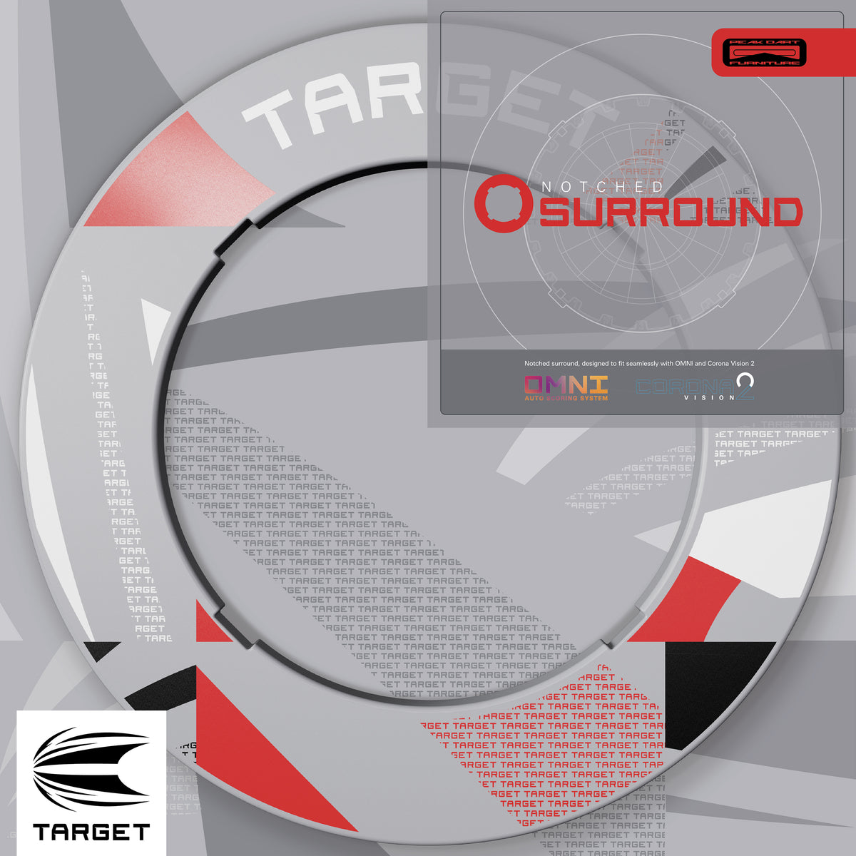 Target Grey Patterned Dartboard Notched Surround