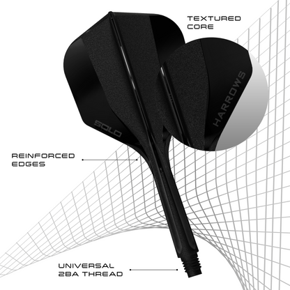 Harrows Solo Black No6 Integrated Flights & Shafts