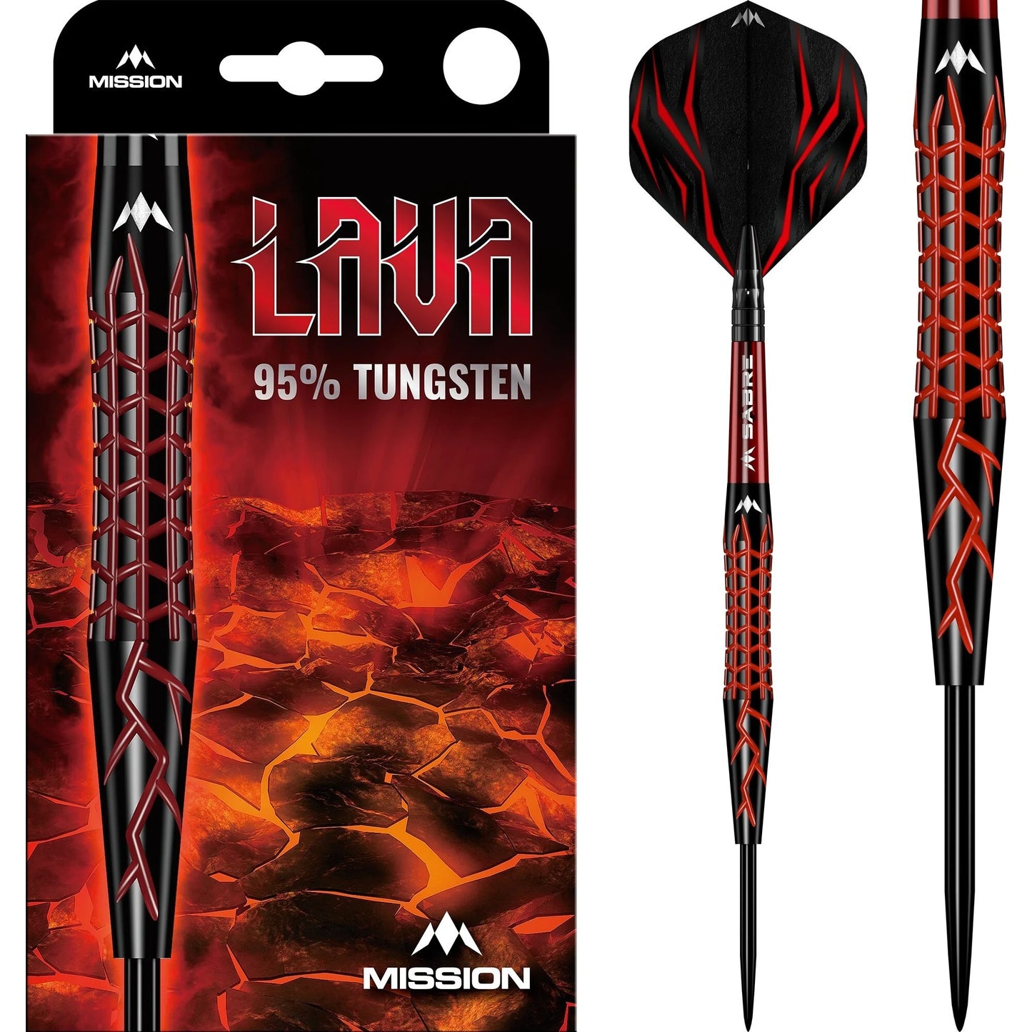 Mission Lava Black & Red Electro Plated 95% Tungsten Steel Tip Dart Set image 0