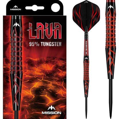 Mission Lava Black & Red Electro Plated 95% Tungsten Steel Tip Dart Set image 0