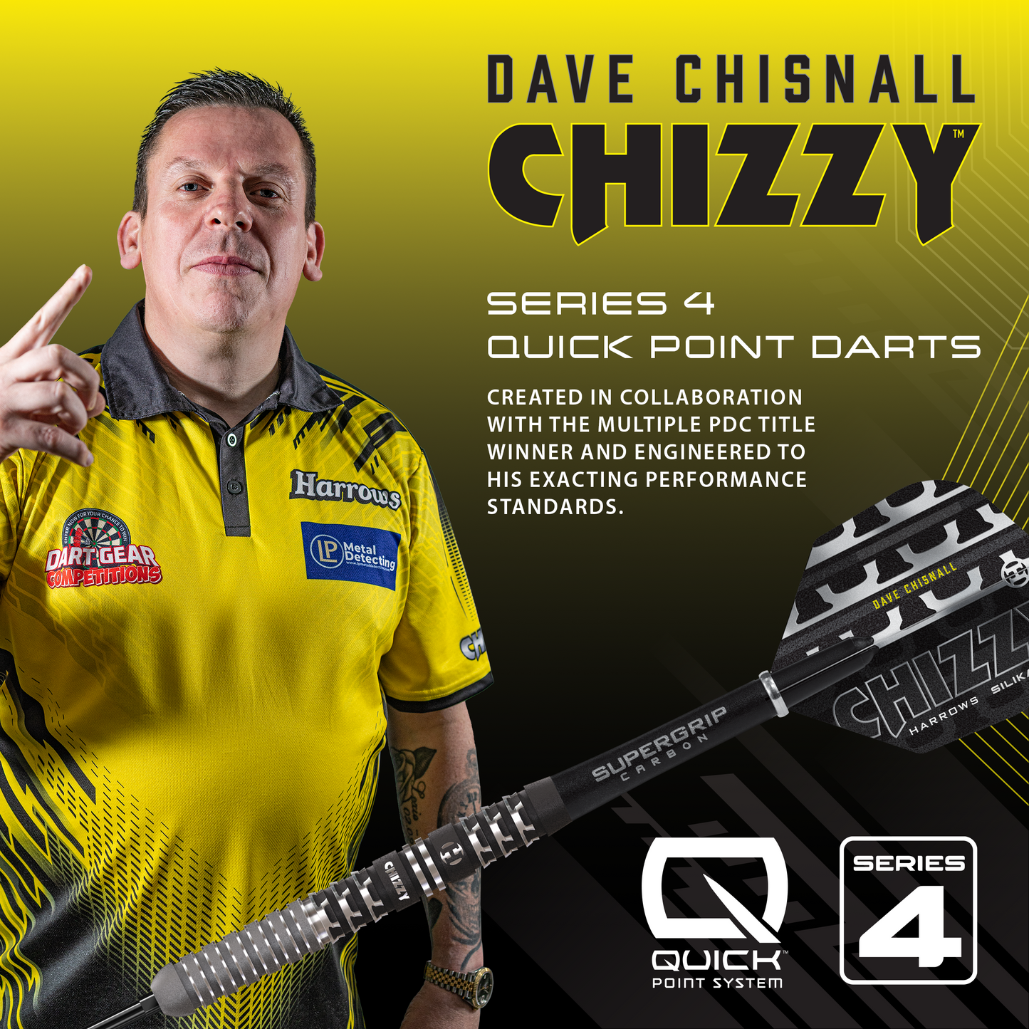 Harrows Dave Chizzy Chisnall Series 4 90% Tungsten Quick Point Dart Set
