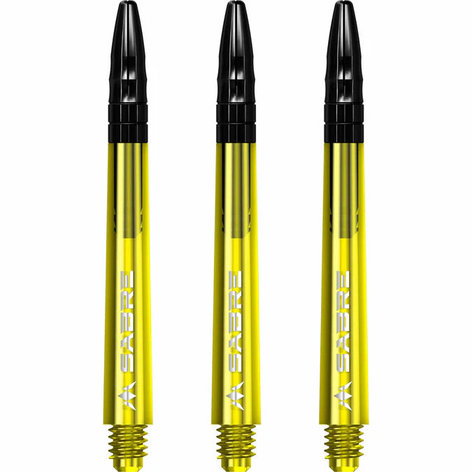 Mission Sabre Yellow-Black Top Polycarbonate Dart Shaft Stem image 0