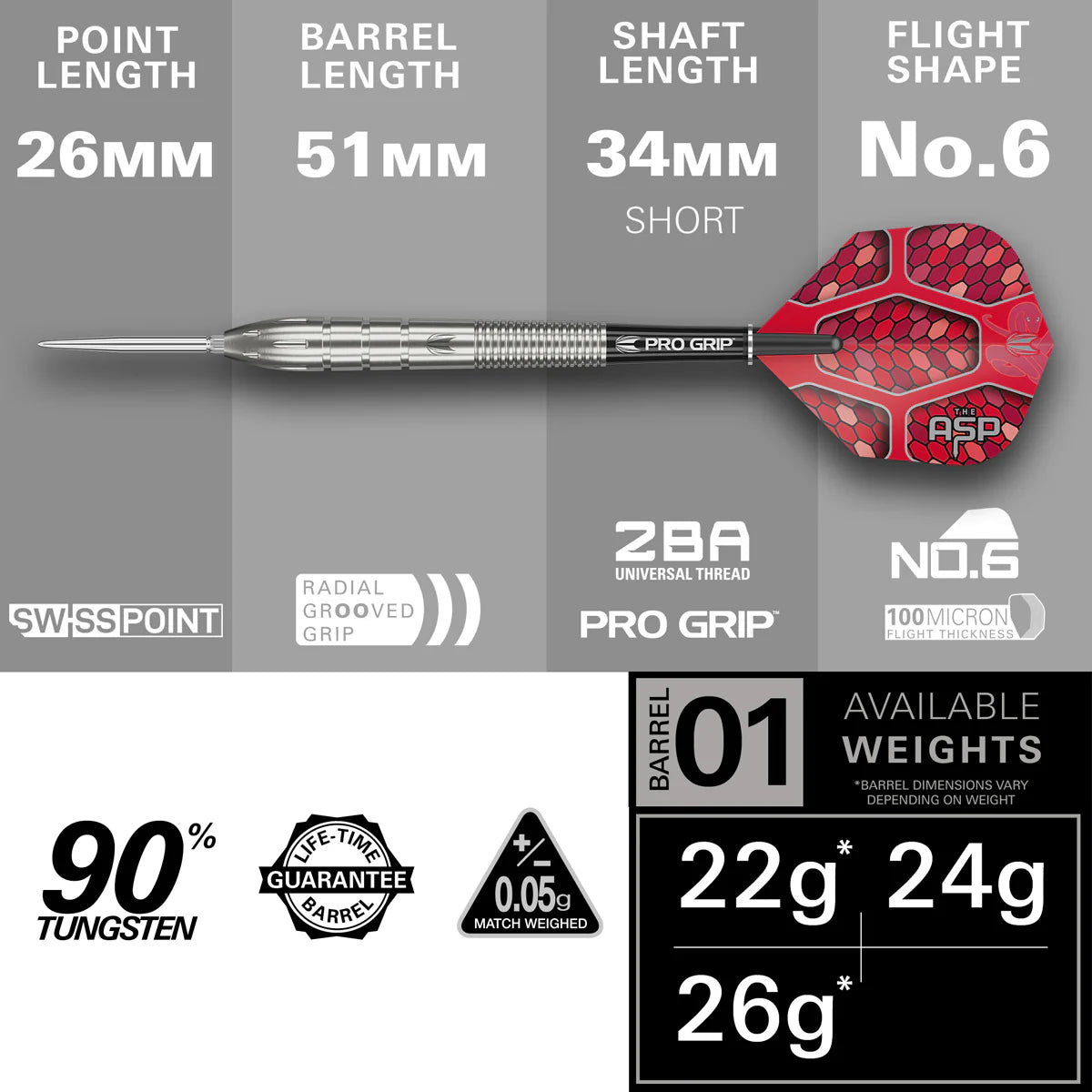 Target Nathan Aspinall G1 90% Tungsten Swiss Point Steel Tip Dart Set image 3