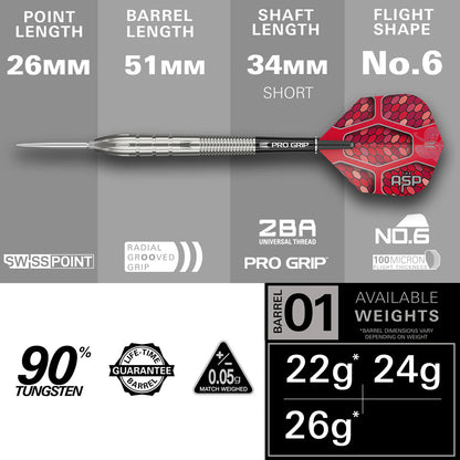 Target Nathan Aspinall G1 90% Tungsten Swiss Point Steel Tip Dart Set image 3