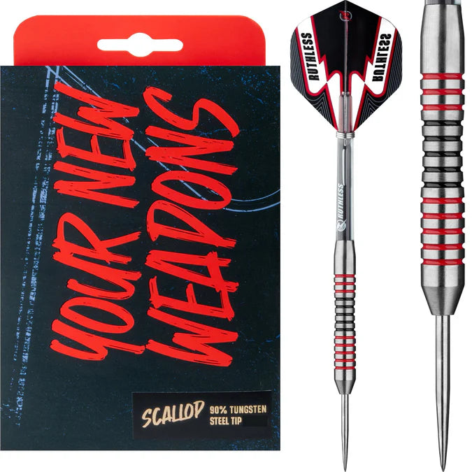 Ruthless Scallop Steel Tip - Ringed - Black & Red Dart Set - 26g image 0