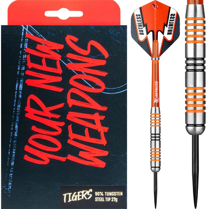 Ruthless Tigers Darts - 90% Steel Tip Tungsten - Ringed - 27g image 0