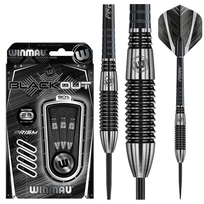 Winmau Blackout Torpedo 90% Tungsten Steel Tip Dart Set image 0