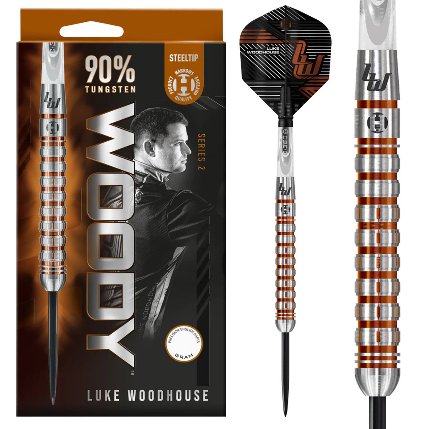 Harrows Luke Woodhouse Series 2 90% Tungsten Steel Tip Dart Set image 0