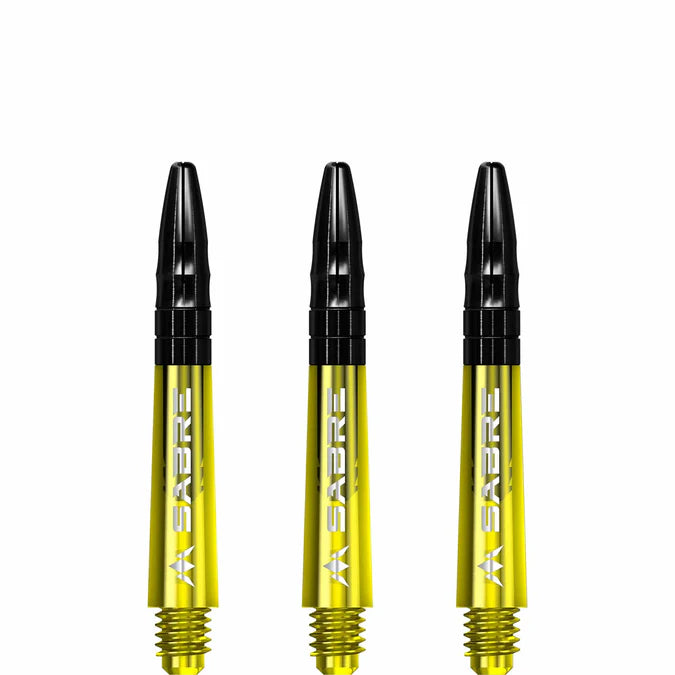 Mission Sabre Yellow-Black Top Polycarbonate Dart Shaft Stem image 2