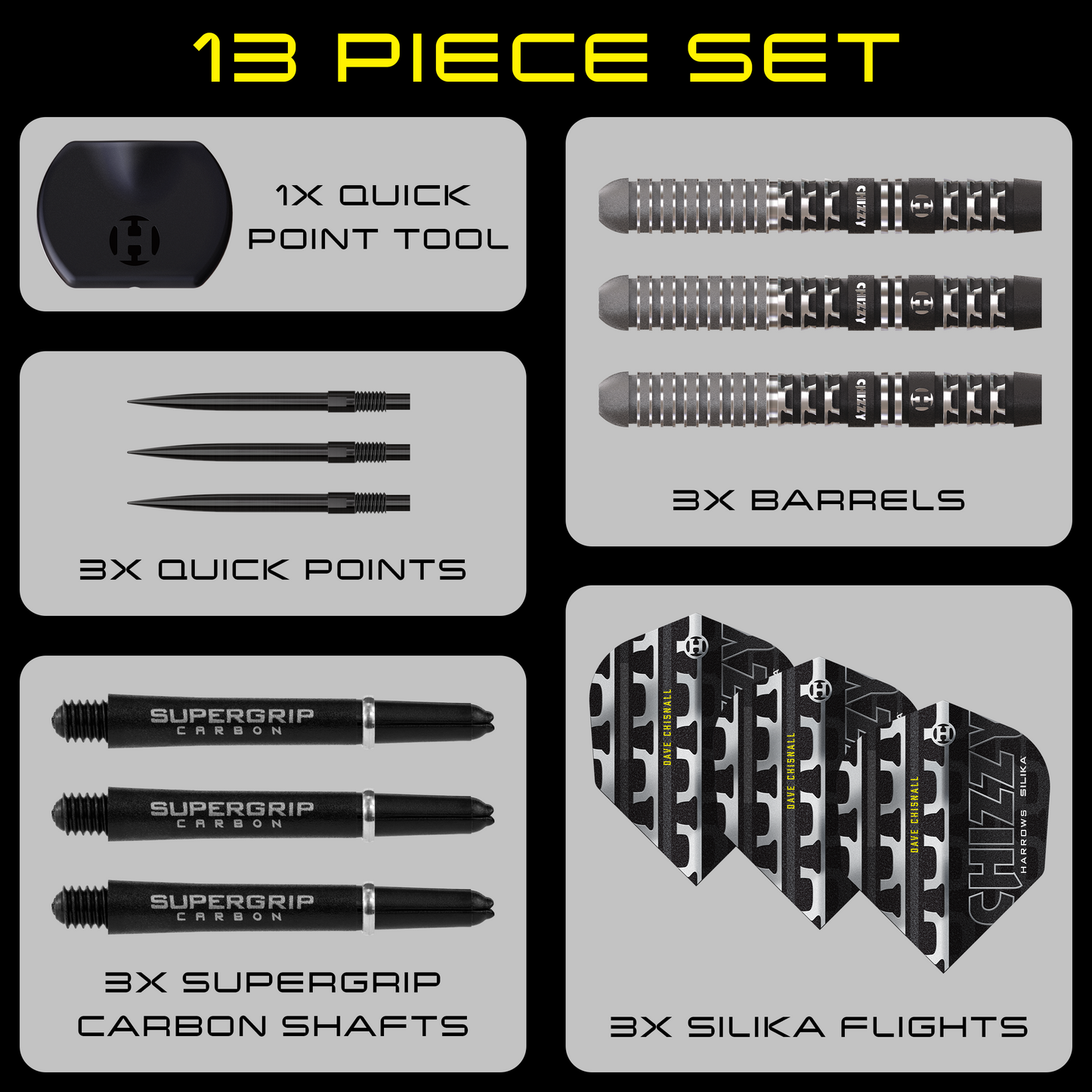 Harrows Dave Chizzy Chisnall Series 4 90% Tungsten Quick Point Dart Set