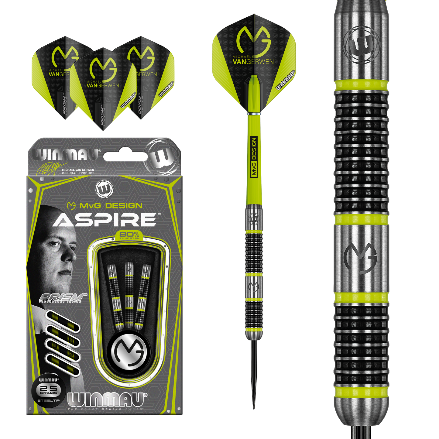 Winmau Michael Van Gerwen Aspire Steel Tip Dart Set image 0