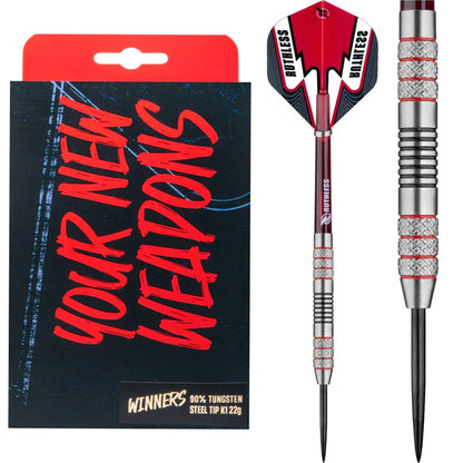 Ruthless Winners Black & Red - Twin Knurl - Steel Tip Dart Set - 22g image 0