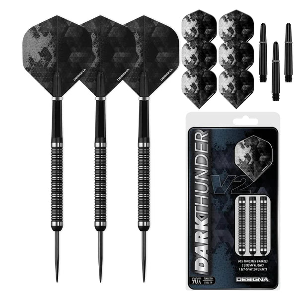 Designa Dark Thunder V2 Black Steel Tip Dart Set image 0