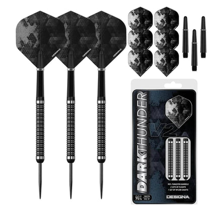 Designa Dark Thunder V2 Black Steel Tip Dart Set image 0