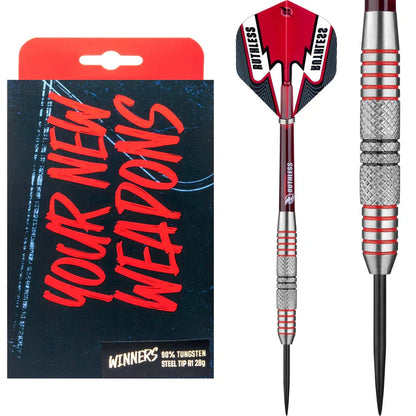 Ruthless Winners Black & Red - Centre Knurl - Steel Tip Dart Set - 28g image 0