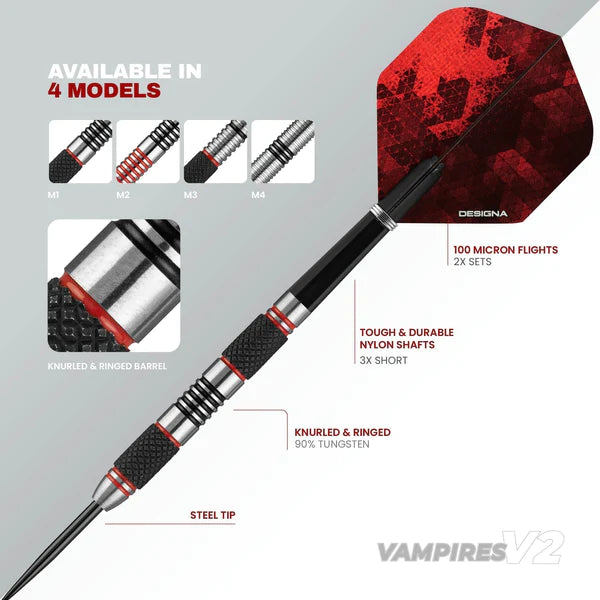 Designa Vampires V2 Darts - M1 - Steel Tip Dart Set image 5