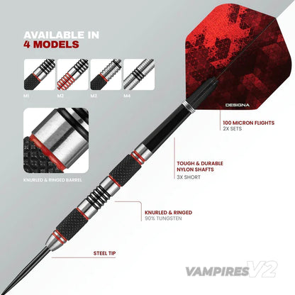 Designa Vampires V2 Darts - M1 - Steel Tip Dart Set image 5