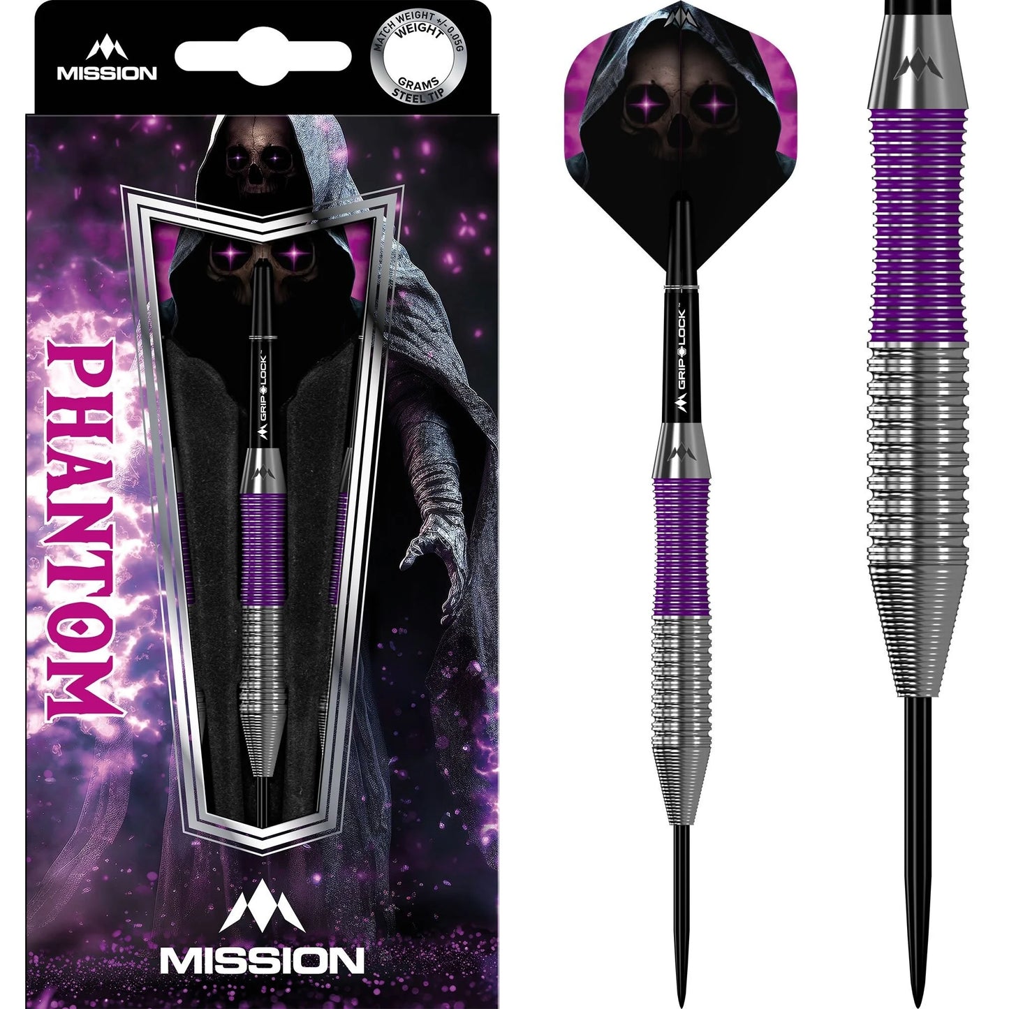 Mission Phantom Silver & Purple Brass Dart Set image 0