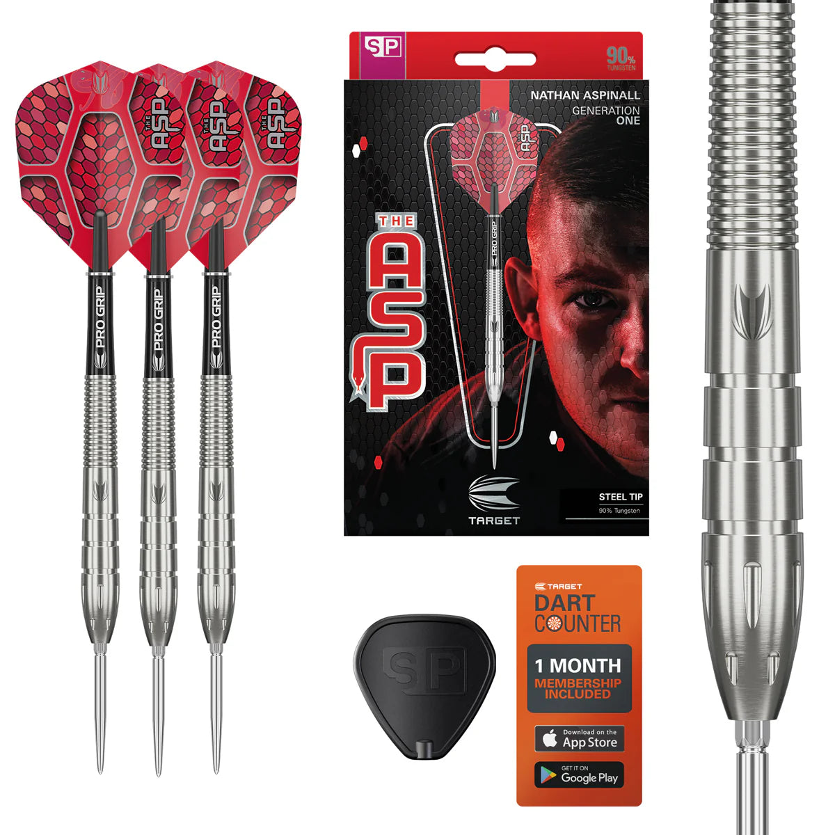 Target Nathan Aspinall G1 90% Tungsten Swiss Point Steel Tip Dart Set image 0