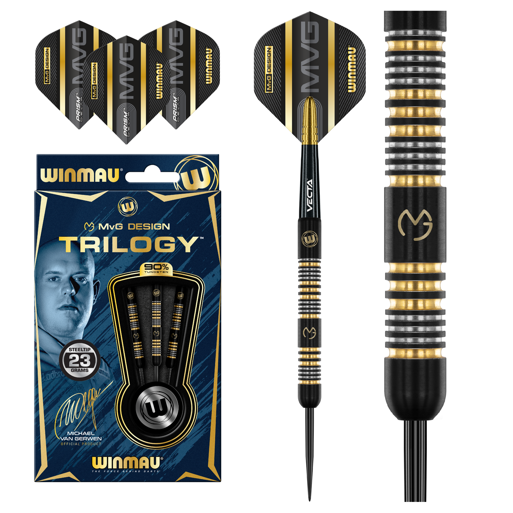 Winmau Michael Van Gerwen Trilogy Steel Tip Dart Set image 0