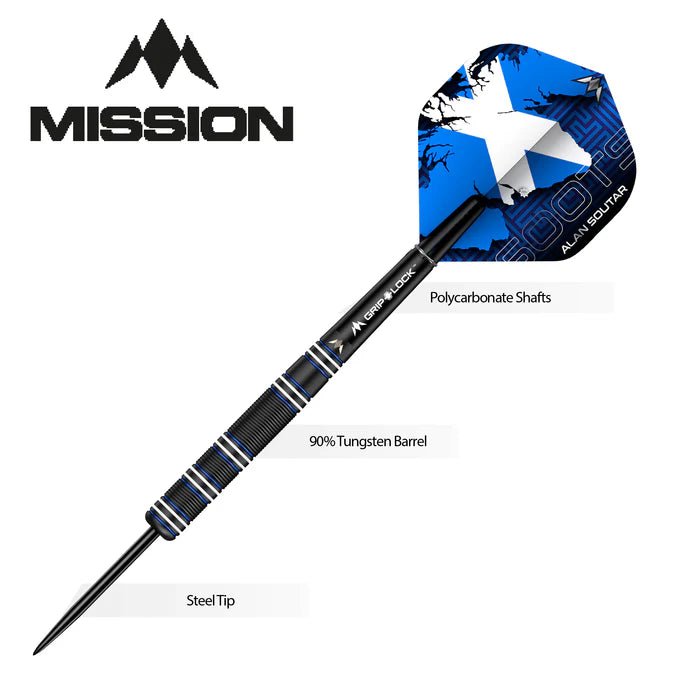 Mission Alan Soutar Soots Black Titanium Darts 90% Tungsten  Steel Tip Dart Set