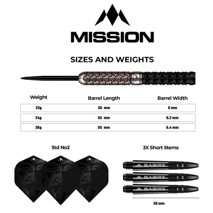Mission Archon Black & Bronze PVD 97.5% Tungsten Steel Tip Dart Set