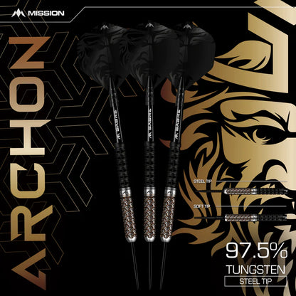 Mission Archon Black & Bronze PVD 97.5% Tungsten Steel Tip Dart Set