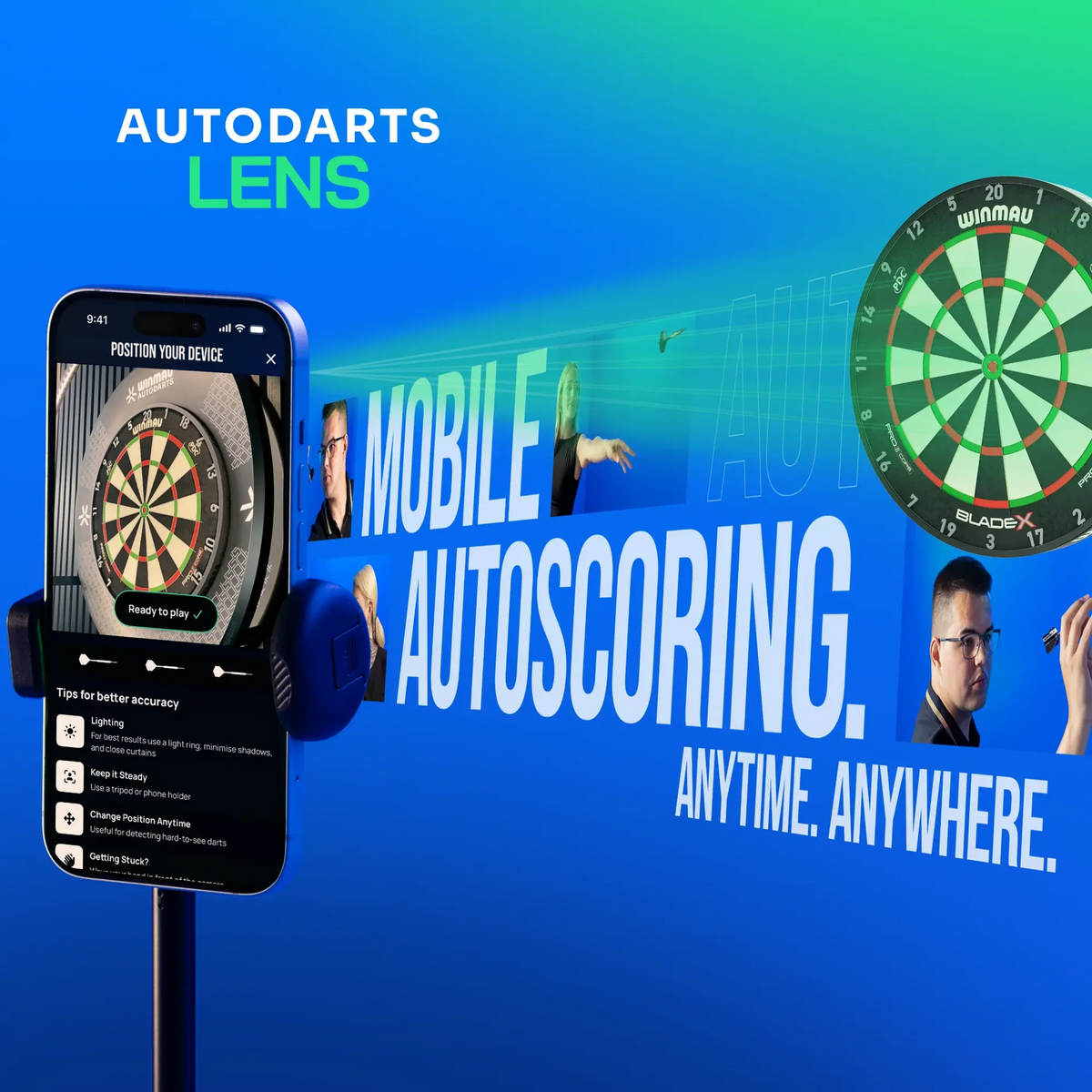 Winmau Autodarts Lens Device Stand + 12 Month Membership Bundle