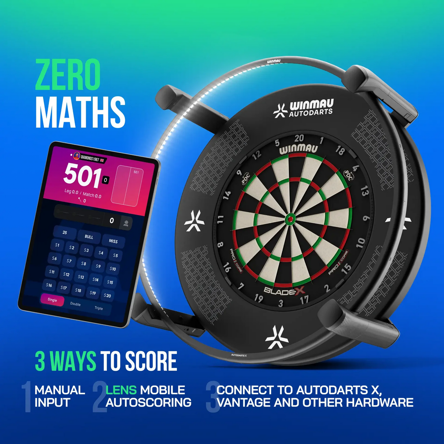Winmau Autodarts Lens Device Stand + 12 Month Membership Bundle